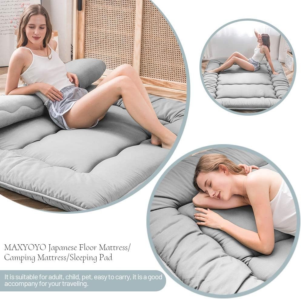 Luxurious Japanese Futon Mattress – Twin Size, Foldable, Grey Daybed Solution