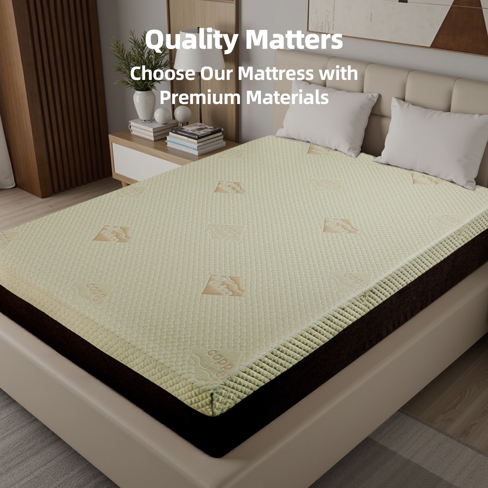 EGOHOME Queen Mattress 12 Inch Copper Cooling Gel Memory Foam for Back Pain