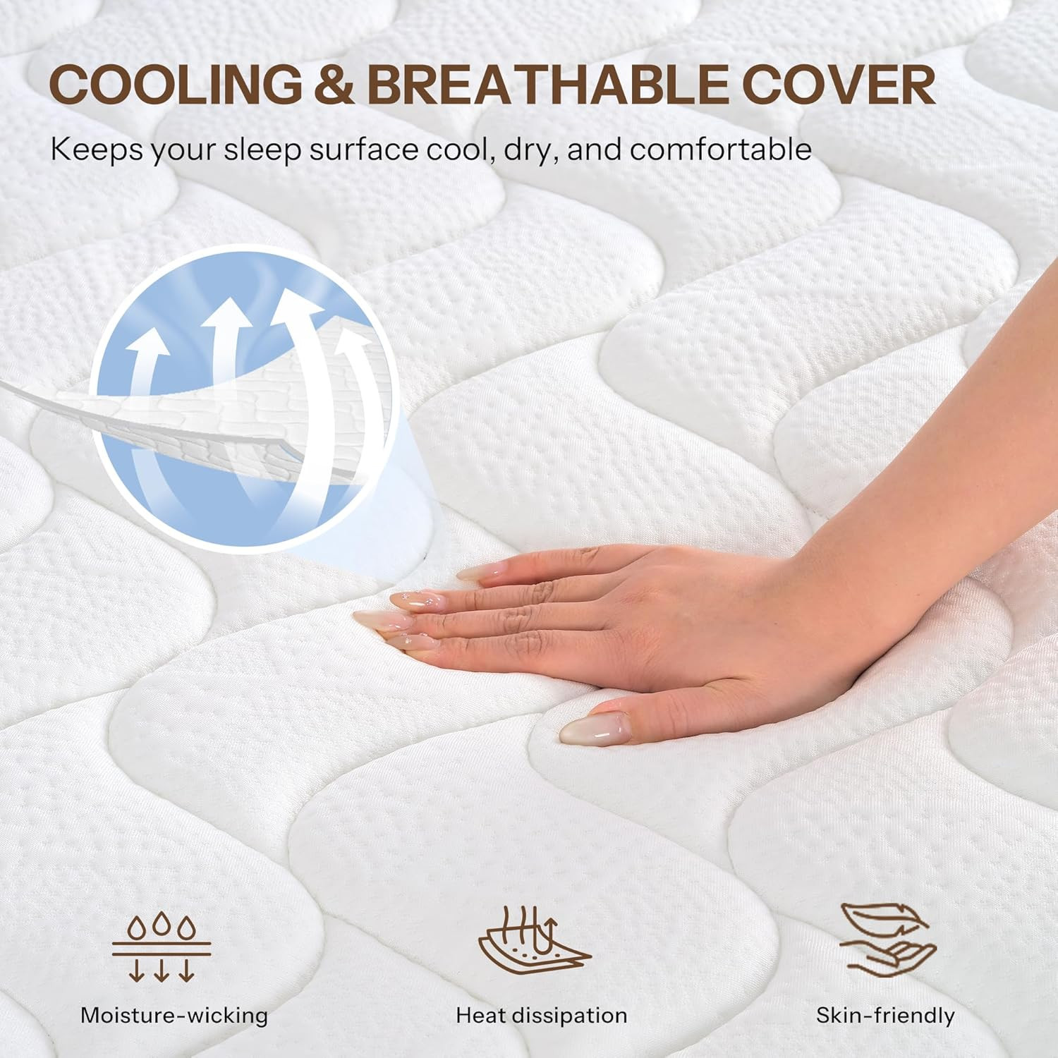 12″ Hybrid Queen Mattress – Cooling Gel, Pocket Coils, USA Made, CertiPUR-US