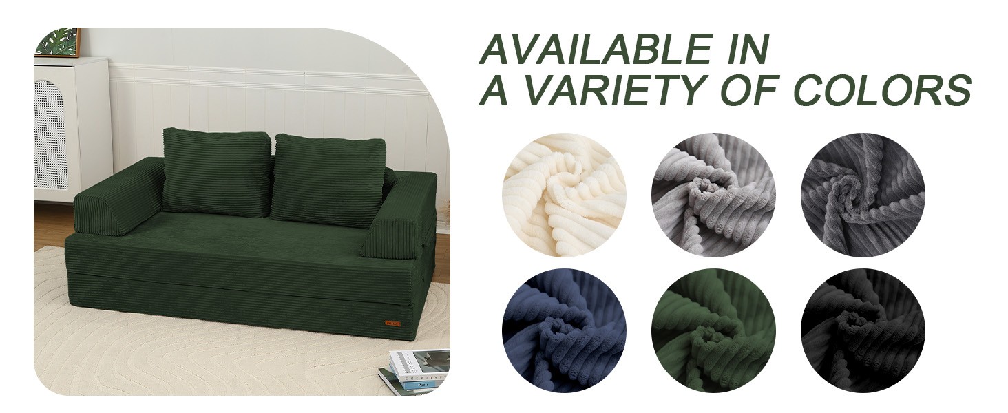 AX Convertible Sofa Bed, Folding Floor Couch Corduroy Fold Out Couch