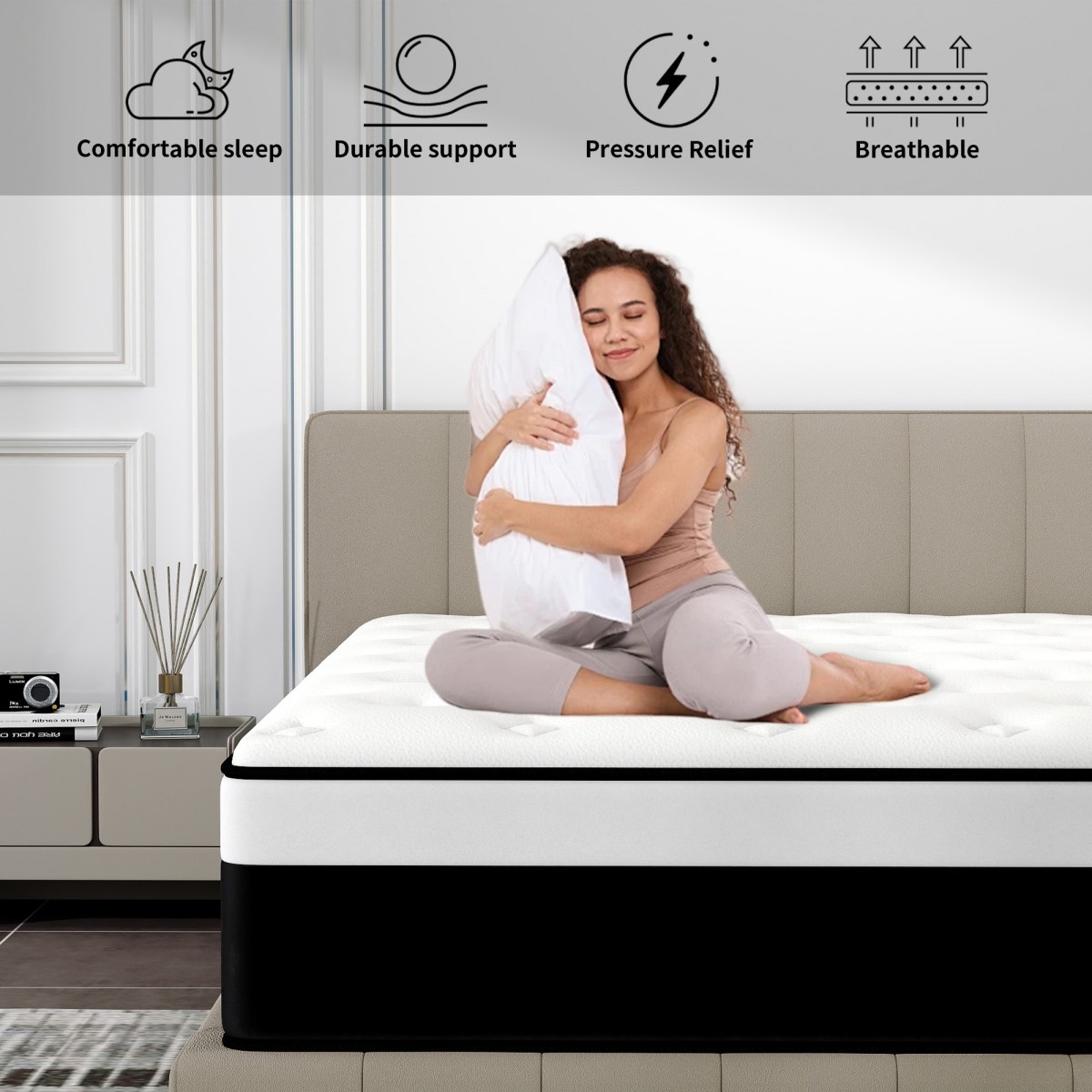 8″10″12″14″ Gel Memory Foam Mattress in a Box Pocket Spring Twin Full Queen King