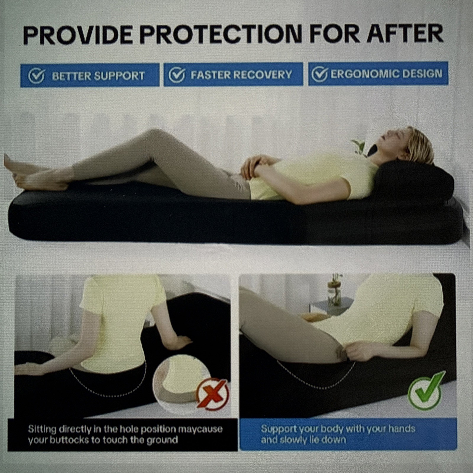 BBL Recovery Mattress with Hole – High Density Foam Pillow for Post-Surgery