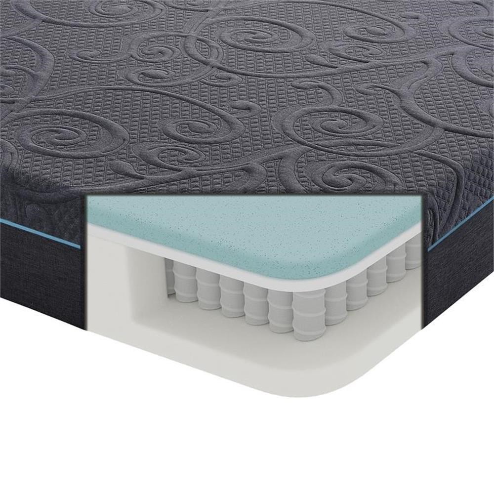 Lexicon Homelegance Bedding 11″ Fabric Queen Gel Memory Hybrid Mattress in Gray