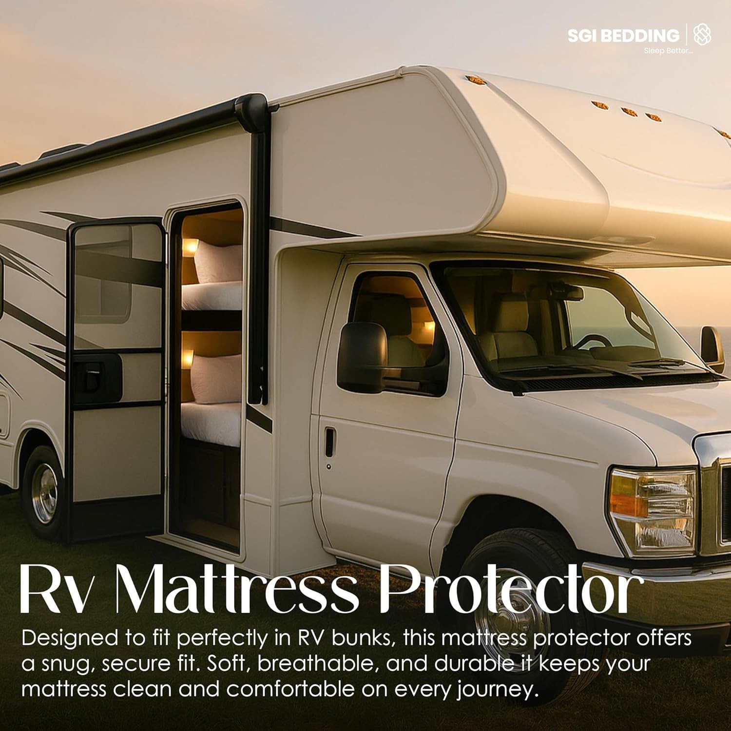 SGI bedding RV Bunk Mattress Protector 42X80 42X80″ Truck Sleeper, White
