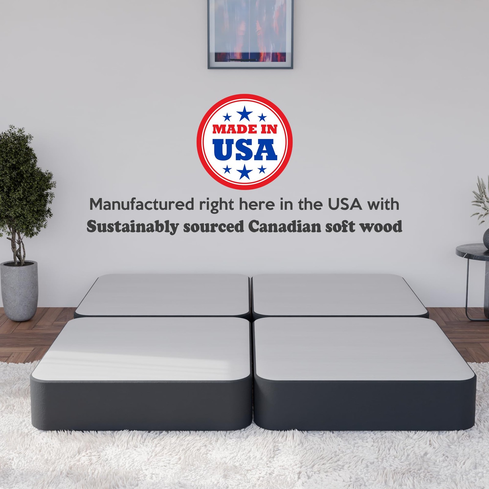 , 4-Inch Sturdy Wood Spring for Mattress – Durable and Fully Assembled, Natur…