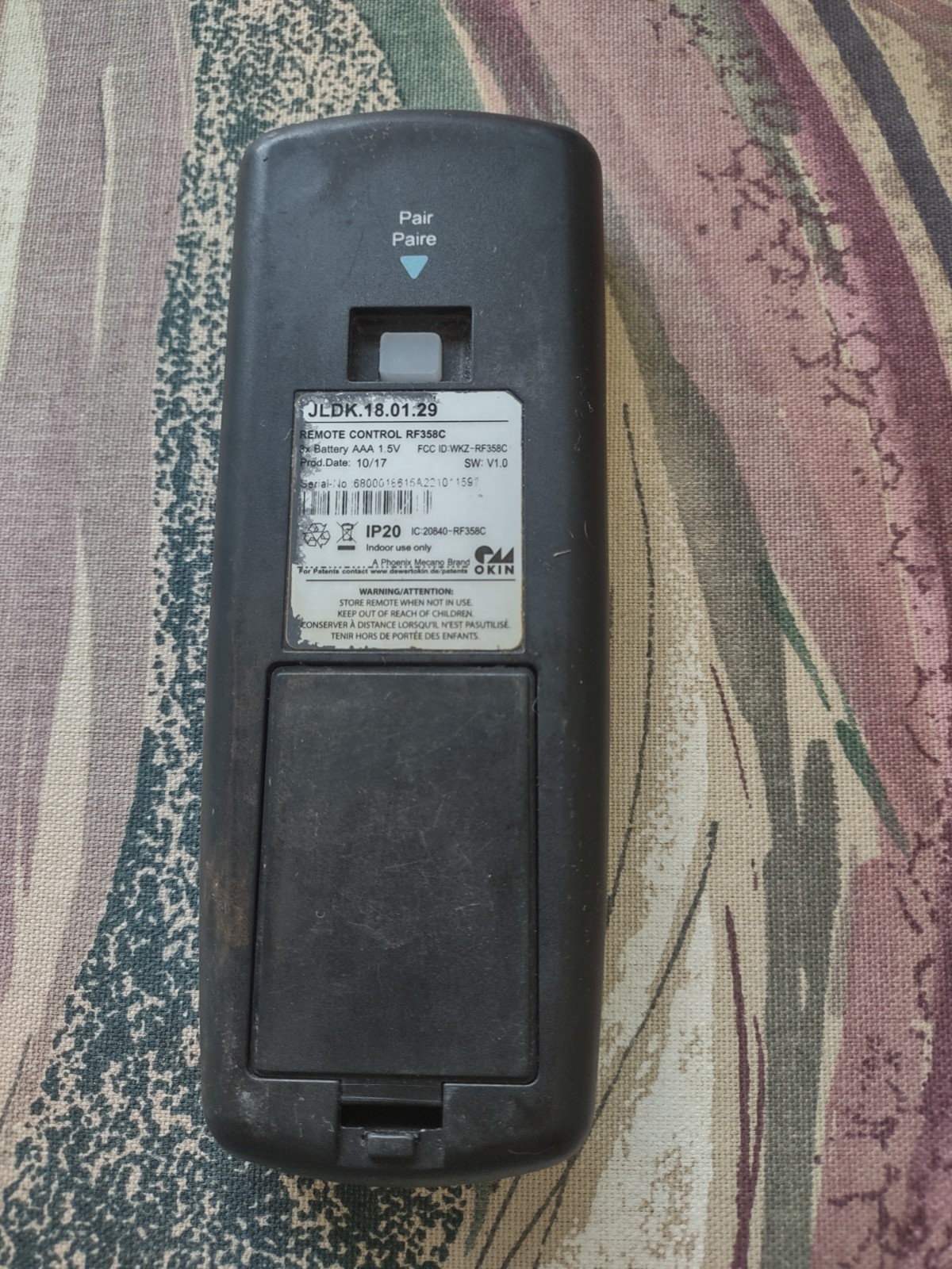 OEM Sealy Ease 1.0 Remote Control RF358C JLDK.18.01.29 TESTED WORKS **READ**