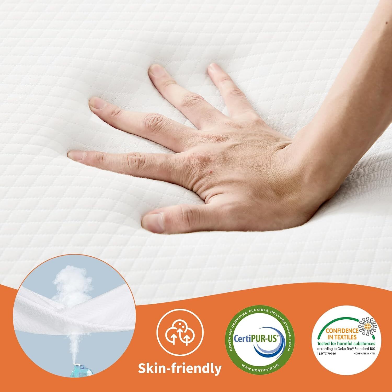 Folding Mattress Queen 4-Inch Tri-Fold Mattress with Memory Foam 80″×60″×4″