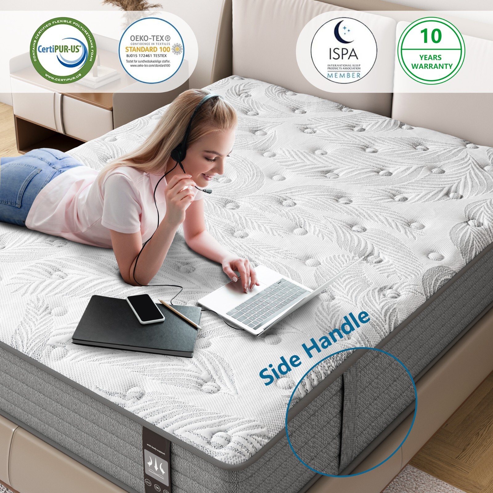 Full Mattress 12” Medium Firm Gel Memory Foam Cooling Comfort Mattress In A Box