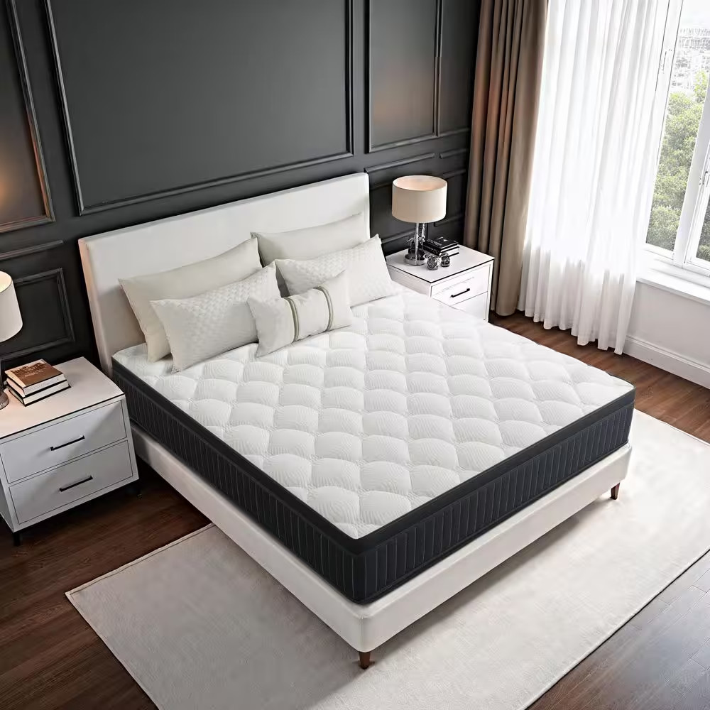 King Medium Hybrid Gel Memory Foam 12 In. Innerspring Support and Breathable wit
