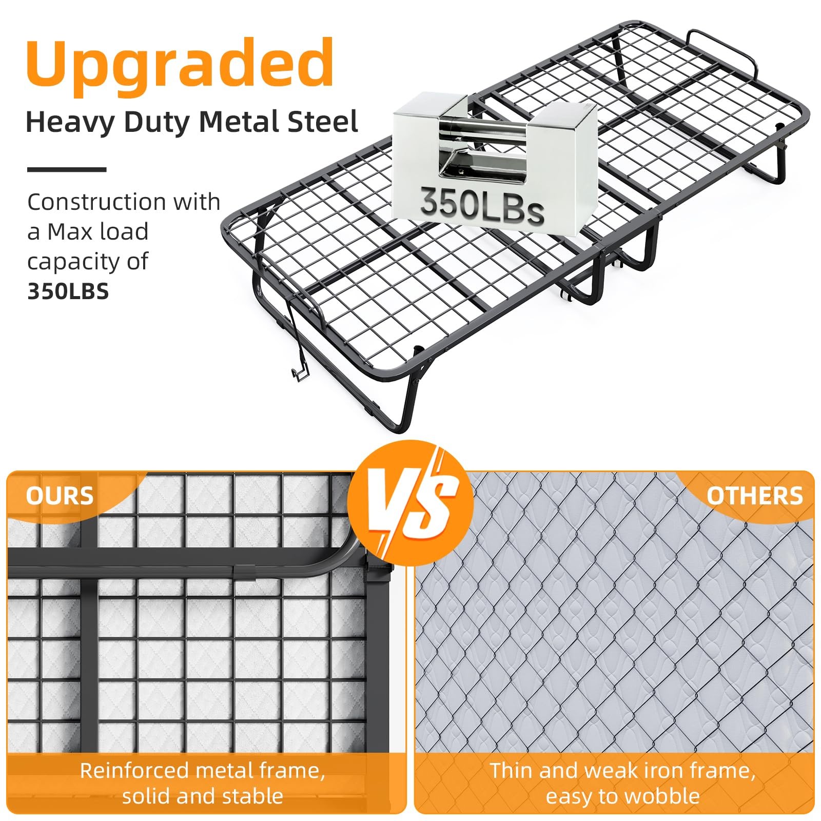 Folding Bed with Mattress Portable Foldable Guest Beds for Adults 75 x 31 Inc…