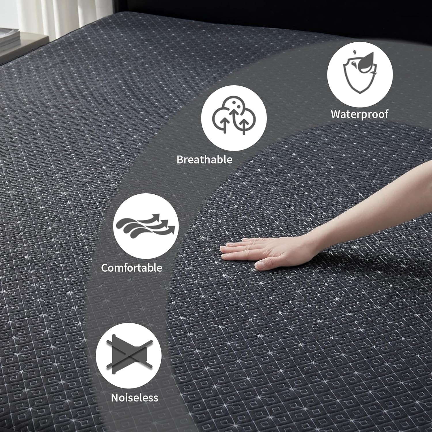 BEDLORE Waterproof Twin XL Mattress Protector, Noiseless XL, Dark Grey