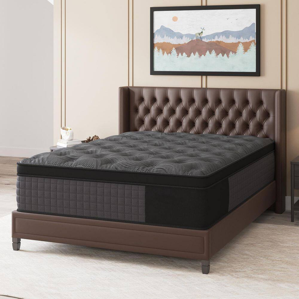 King Medium Firm Gel Memory Foam 14 In. Hybrid Mattress Euro Top Individually Wr