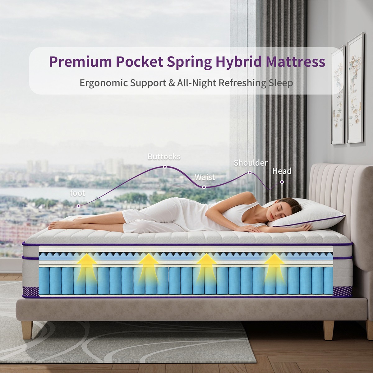 14 Inch King Size Mattress Gel Memory Foam Hybrid Pocket Spring Bed In A Box