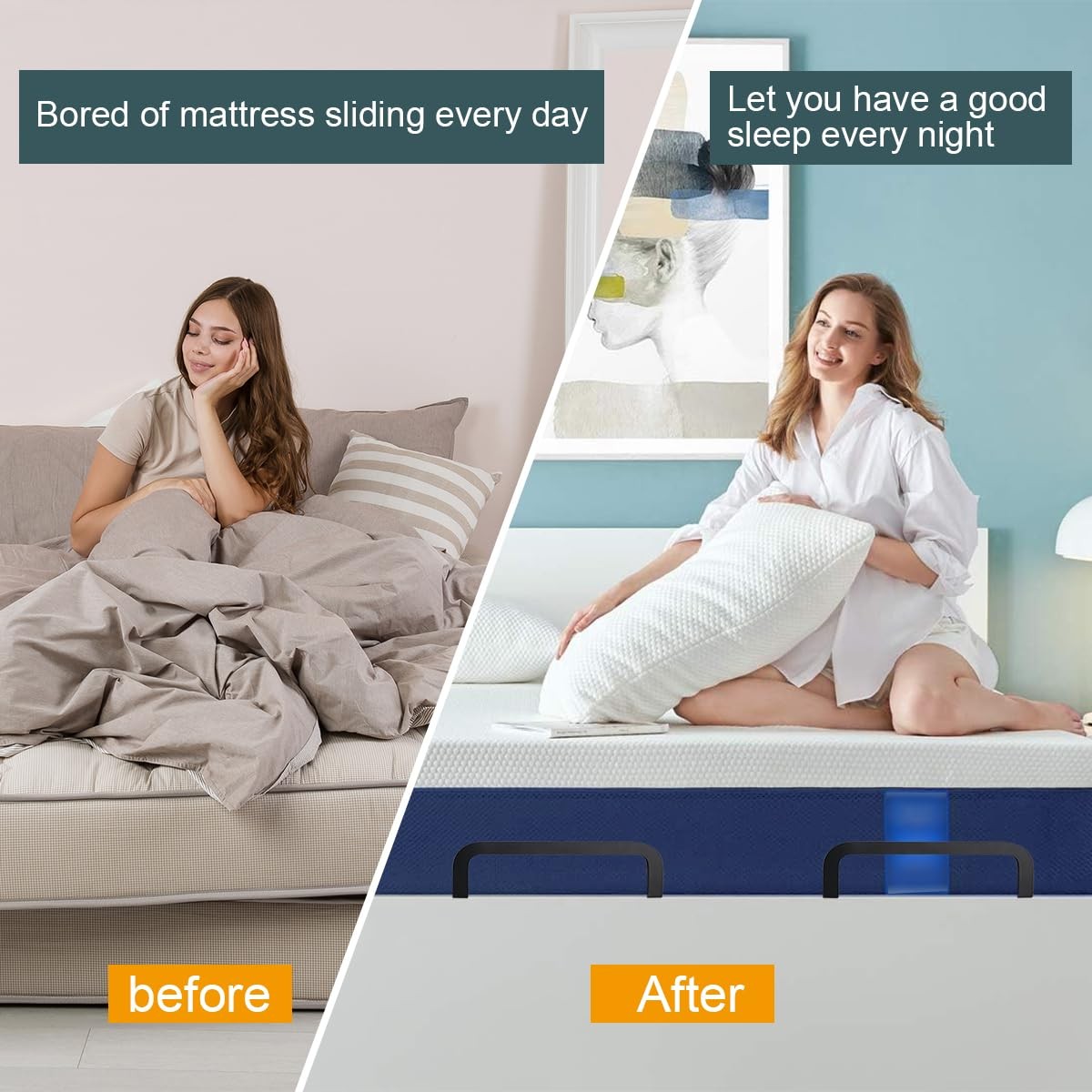 4 Pieces of Mattress Slide Stopper,Suitable for Adjustable Beds,Platform Beds…
