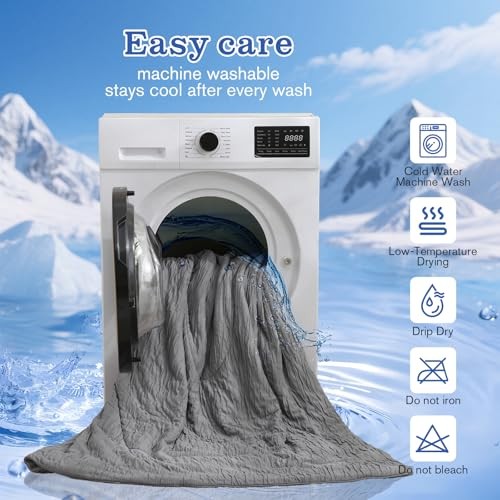 Full/Queen Size Cooling Comforter – Dark Grey – Temperature Regulating Blanket