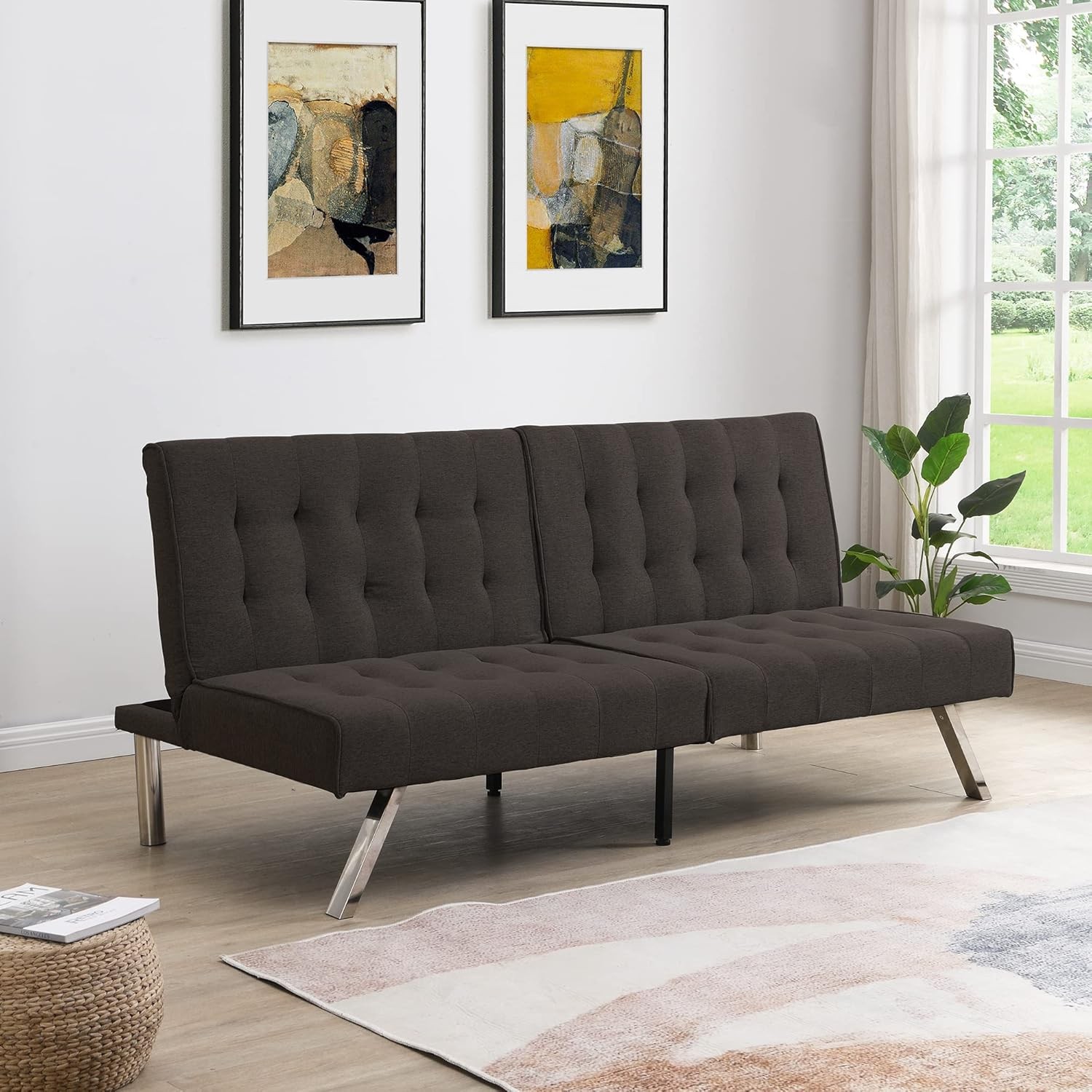 Fabric Convertible Folding Futon Sofa Bed,Upholstered Sleeper
