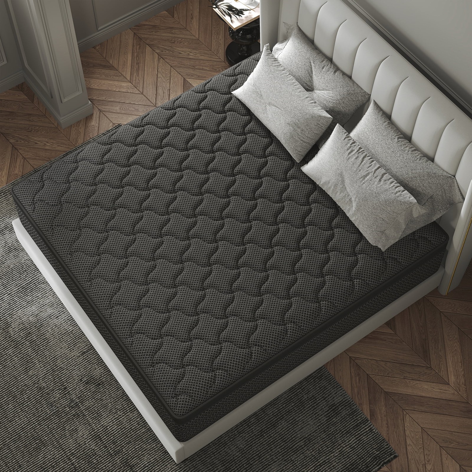 Kviwasha 12 Inch Queen Hybrid Mattress, Pocket Innerspring, Cooling Gel Memory