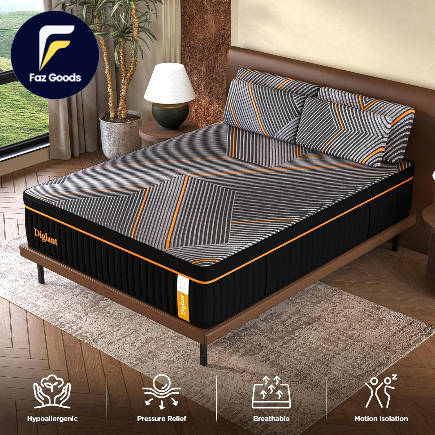 California King Mattress,14 Inch Soft Hybrid Mattress Memory Foam with Individua