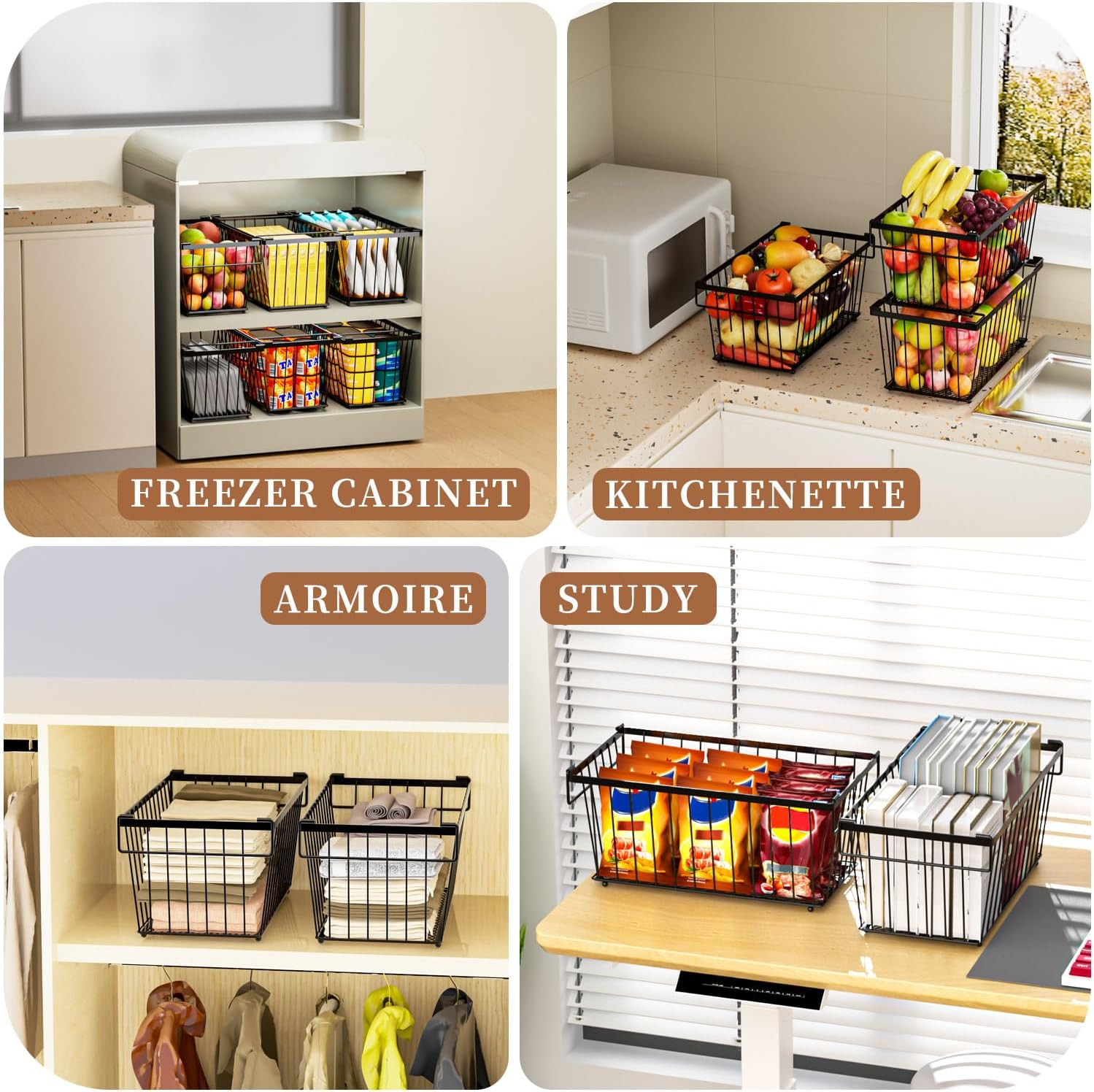 Enhanced Leak-Proof Bottom – Freezer Organizer Bins ，6 Pack Stackable Deep Freez