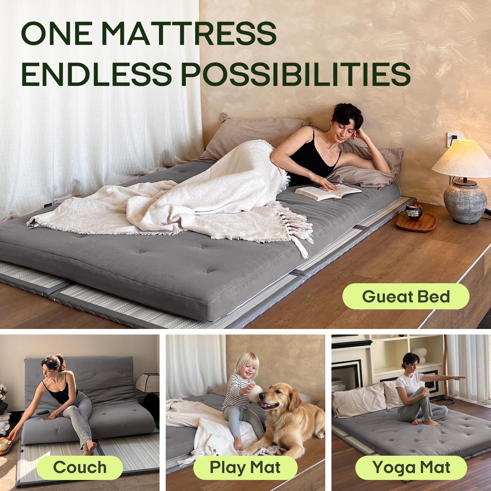 Floor Futon Mattress Queen Size 80×60 Portable Foldable Tatami Cushion