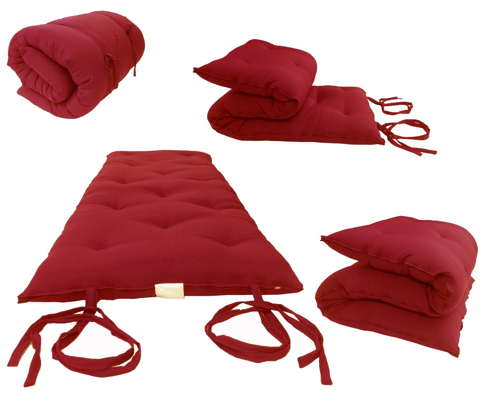 Traditional Floor Futon Mattresses, Portable cotton Pads, Mats 3x48x80 Red