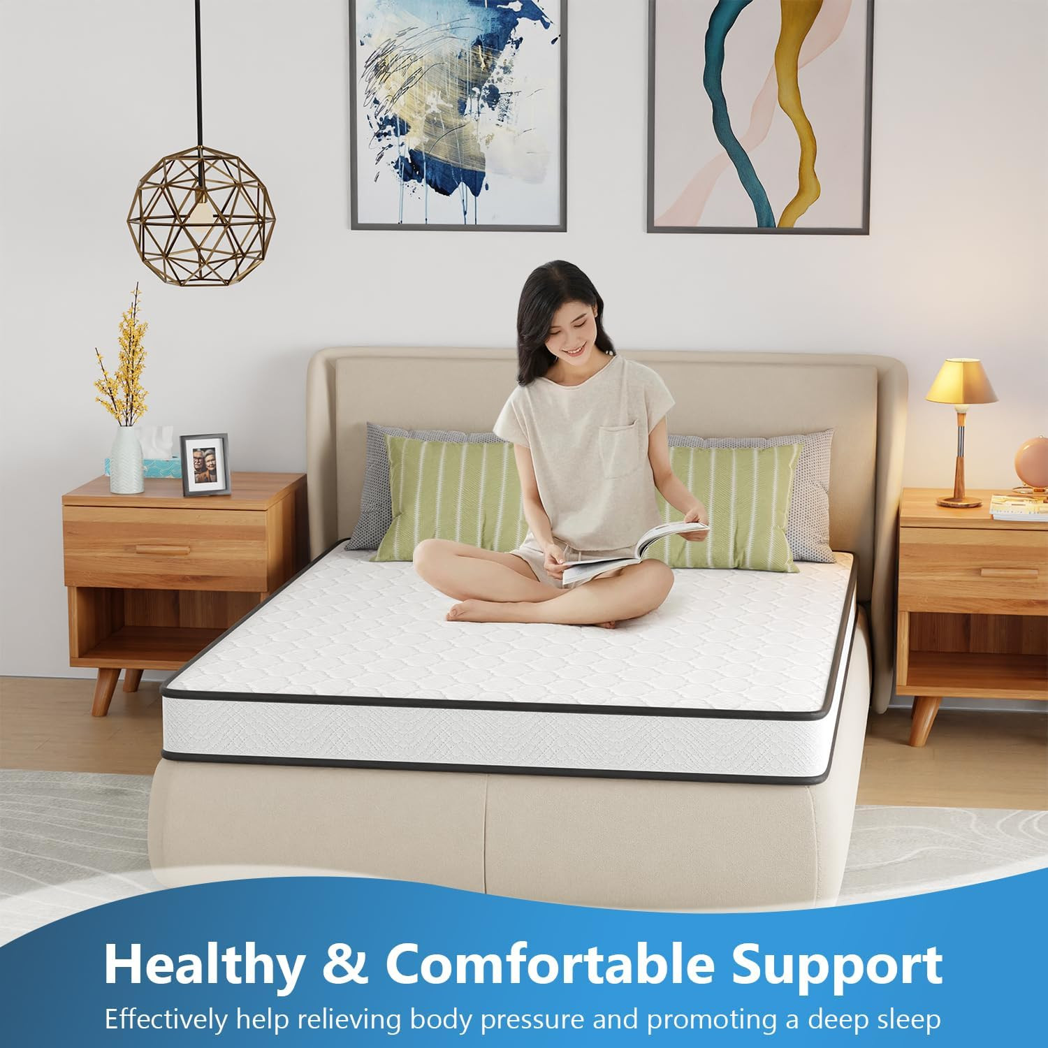 6 Inch Hybrid Mattress – Memory Foam & Innerspring, Medium Firm, CertiPUR-US