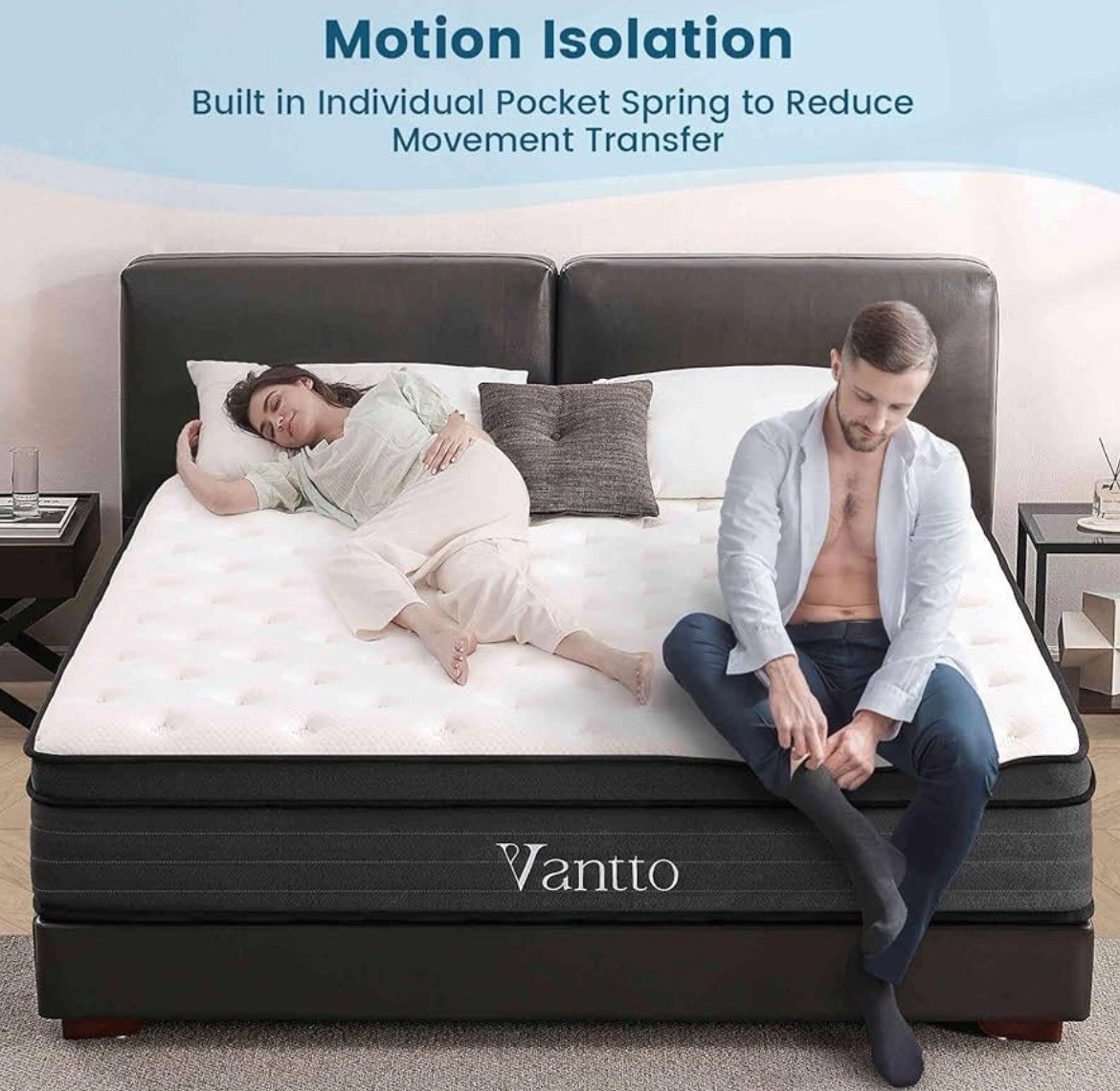 Queen Size Mattress, 12 Inch Hybrid Memory Foam Mattress in a Box Pocket Springs