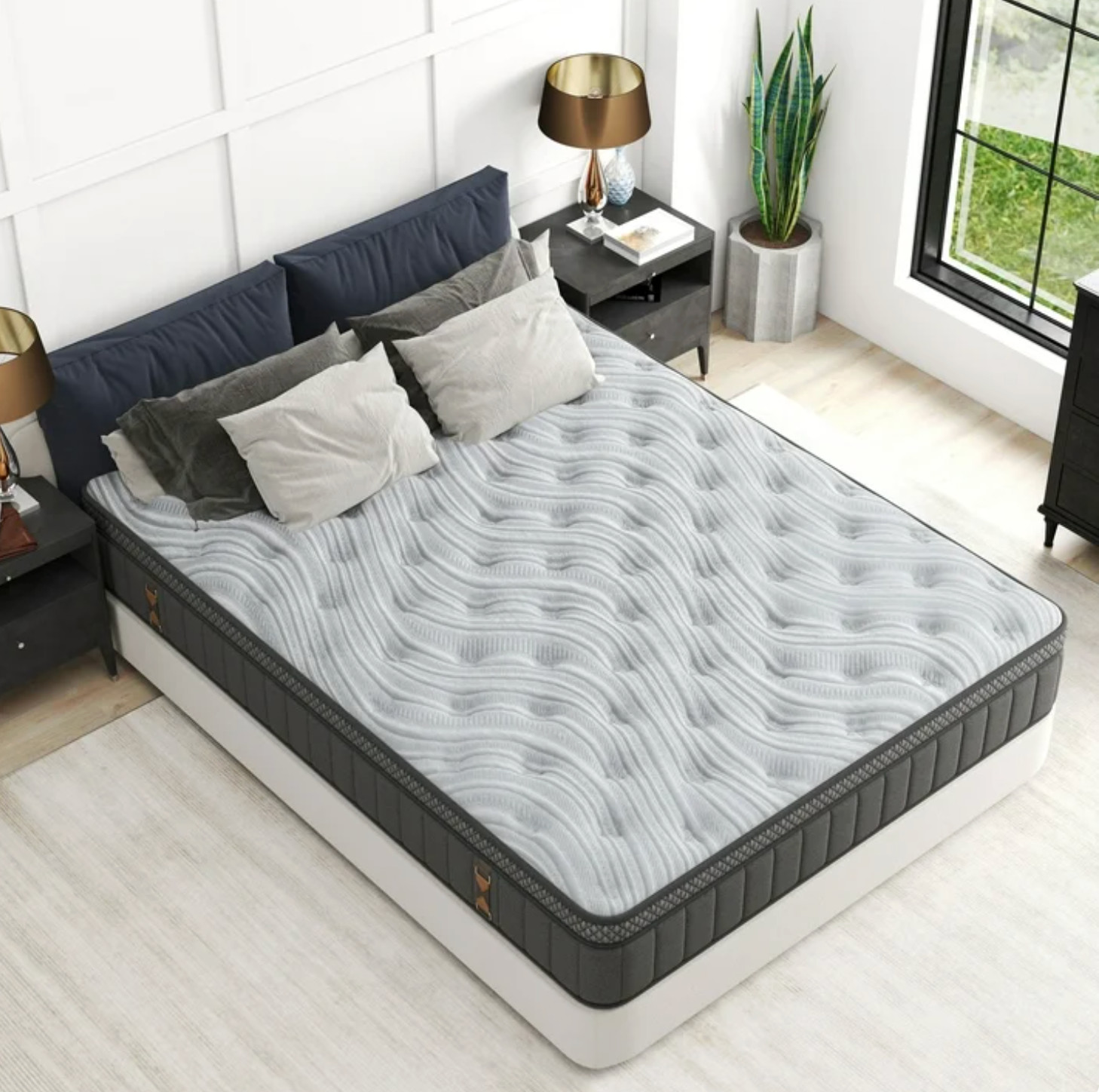 14″ Colchones KING Size De Espuma 14 Pulgadas Memory Foam Hybrid Bed Mattress