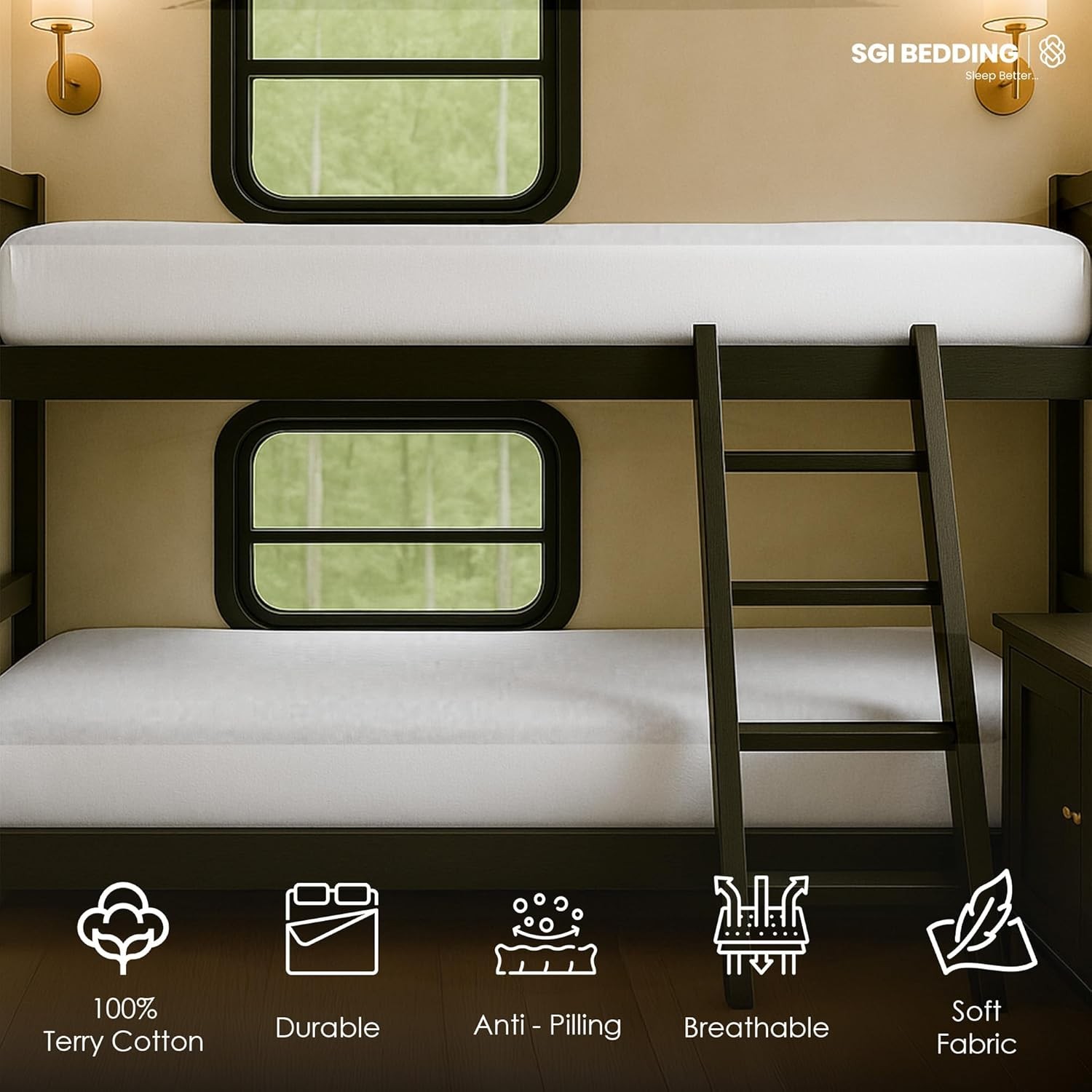 SGI bedding RV Bunk Mattress Protector 42X80 42X80″ Truck Sleeper, White