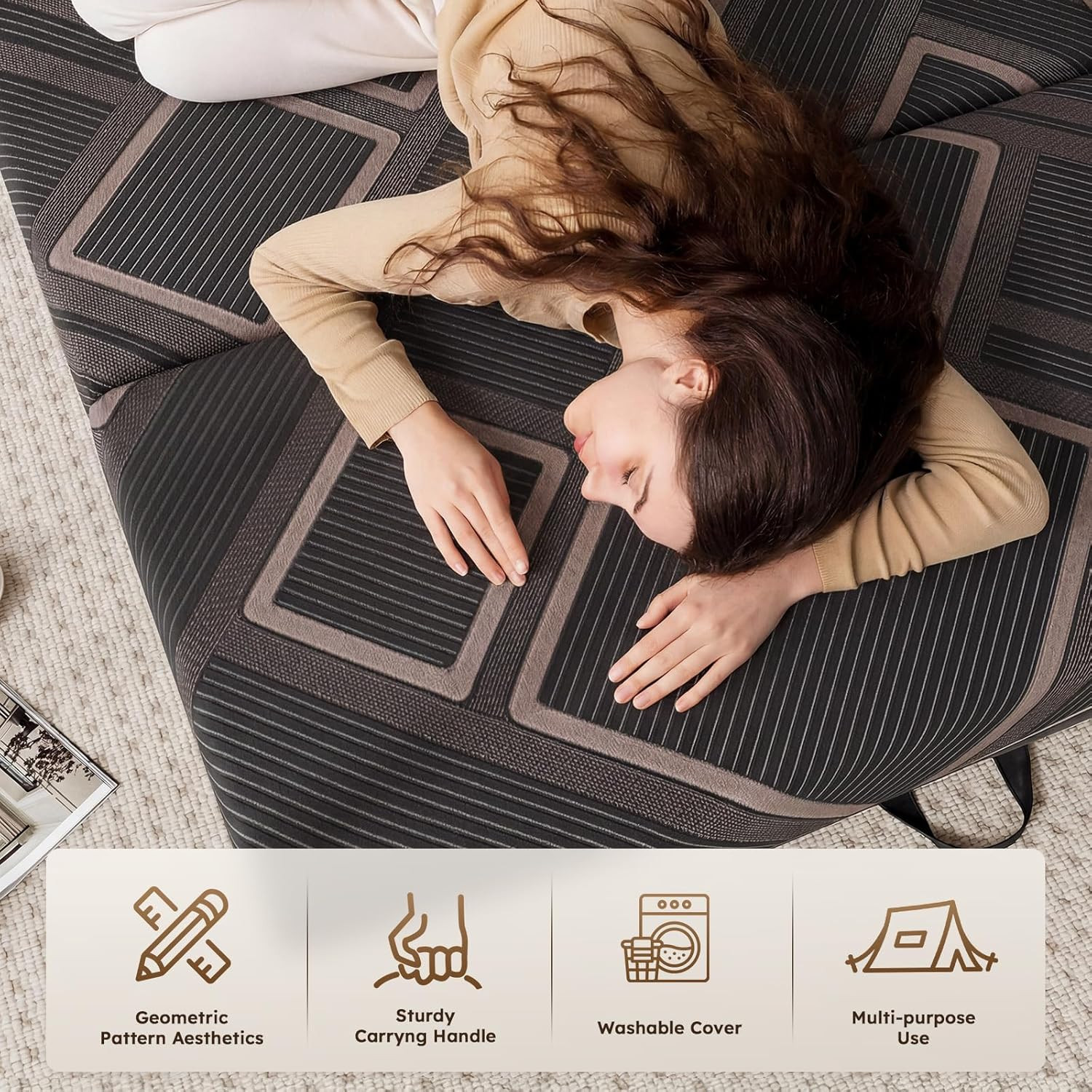 Queen Size 6″ Trifold Memory Foam Mattress – Portable, Washable, Easy Store