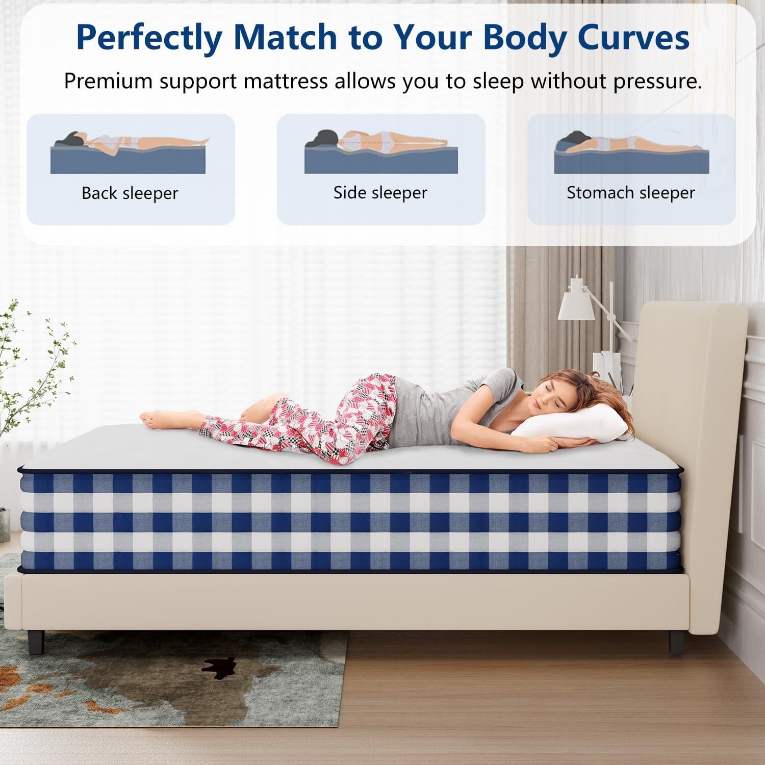10″ 12″ 14″ Twin XL Full Queen King Mattress Hybrid Foam Pocket Coils In a Box