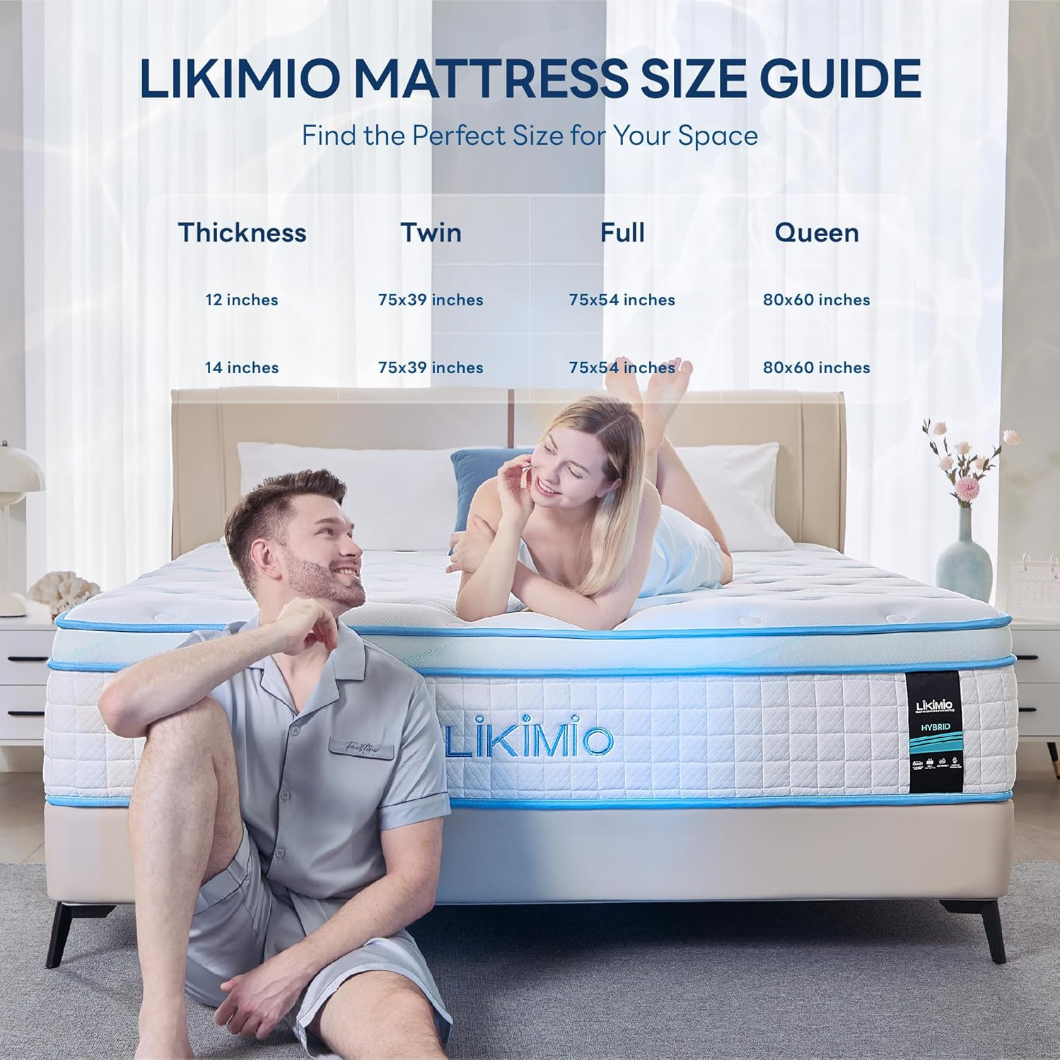 14″ Hybrid Mattress – USA Made, Gel Foam, Pocket Springs, Cooling Tech, Medium F