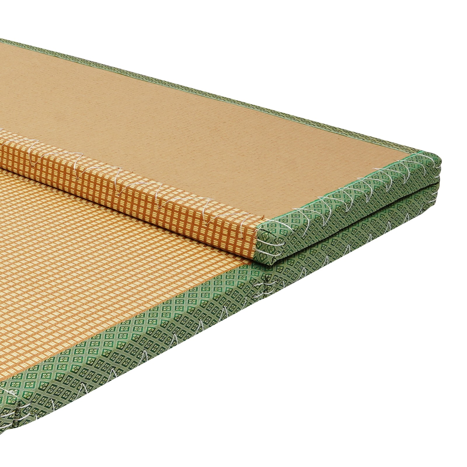 200*100*5cm Tatami Mattress, Foldable Floor Mattress, Meditation Mat Green Brown