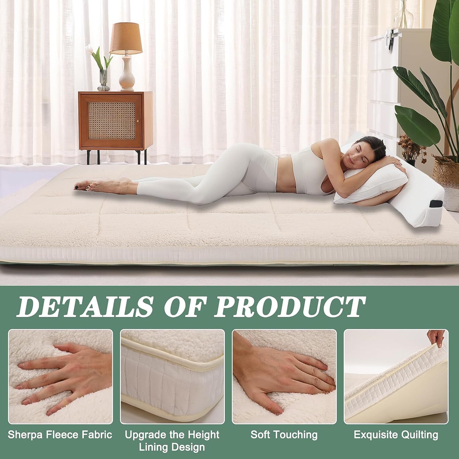 4″ Fold Sleep Floor Mat Single Bed Memory Foam Topper Camping Guest Mattress