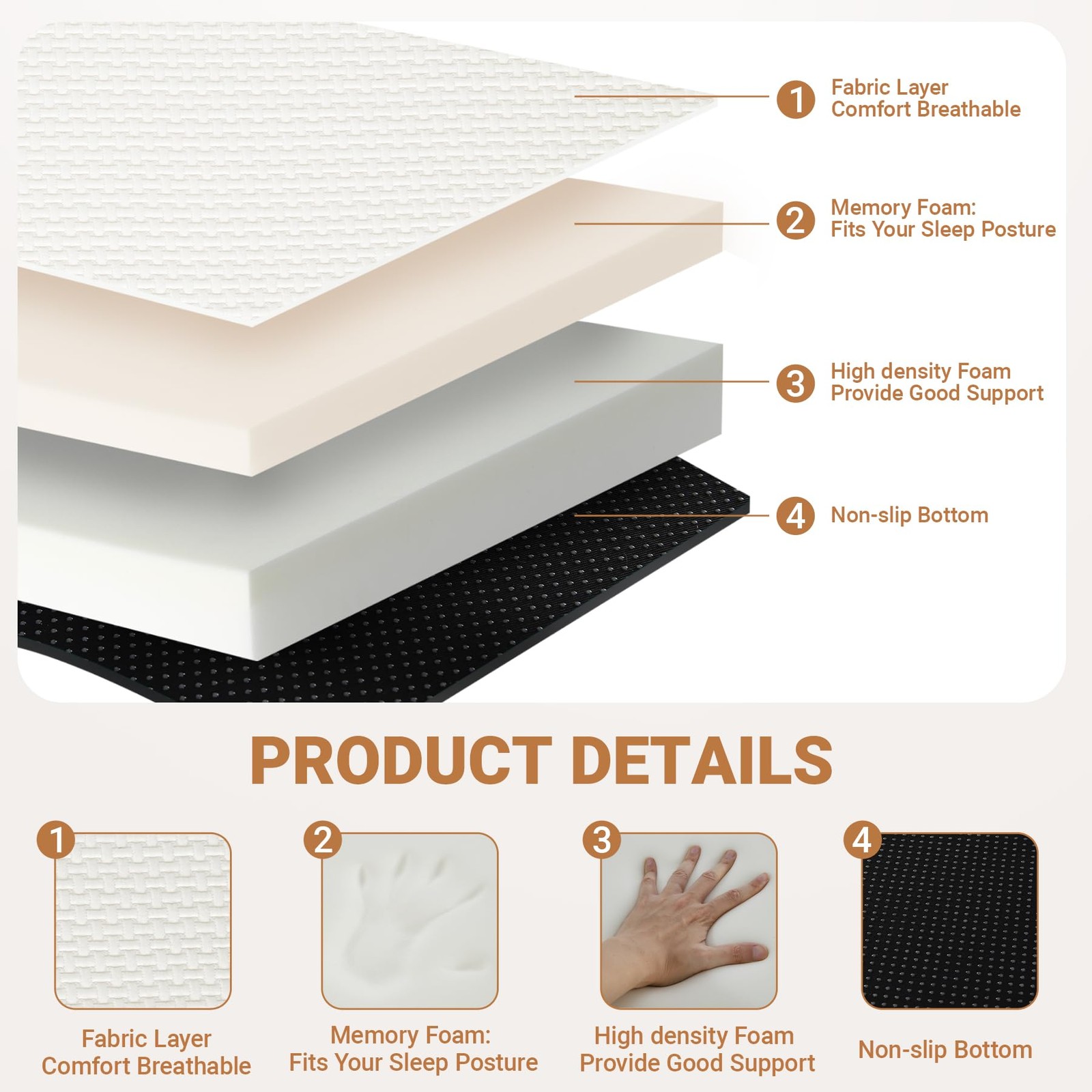 Foldable Mattress Twin XL, Memory Foam Tri Fold Mattress with Removable Washa…