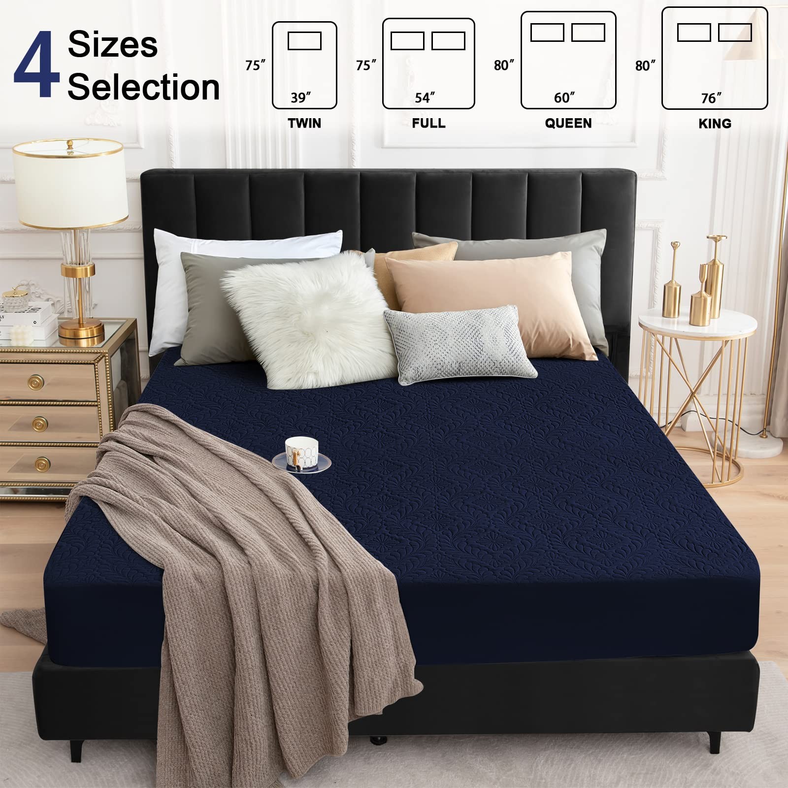 Sufdari Queen Mattress Protector, Navy Blue 3D Air, Queen, 3d Air