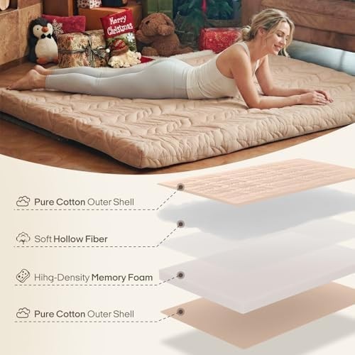 Japanese Floor Mattress Futon Mattress Full Size, Thicken Roll Up Tatami Mat …