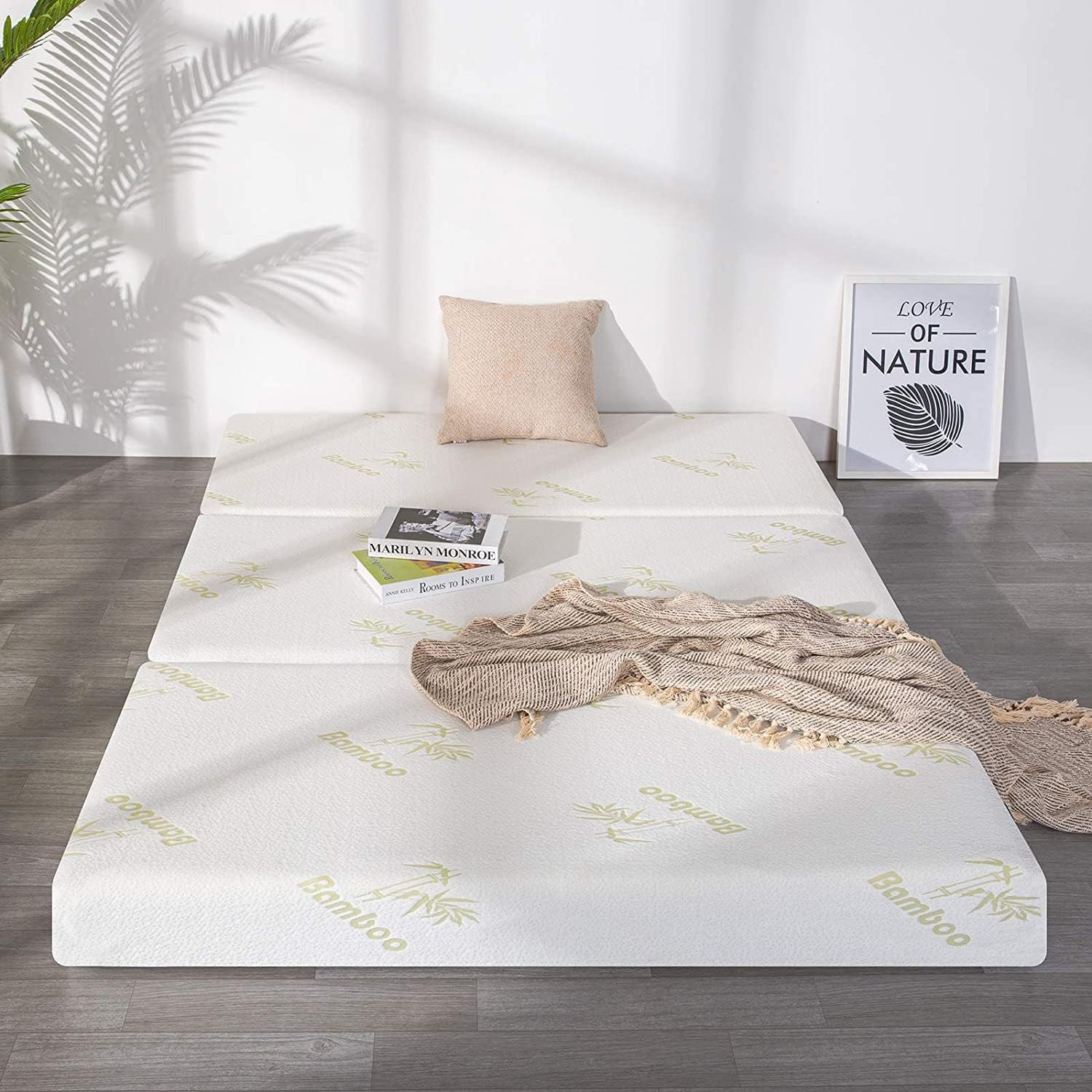 Twin 6″ Trifold Memory Foam Mattress with Soft Cover & Portable Design