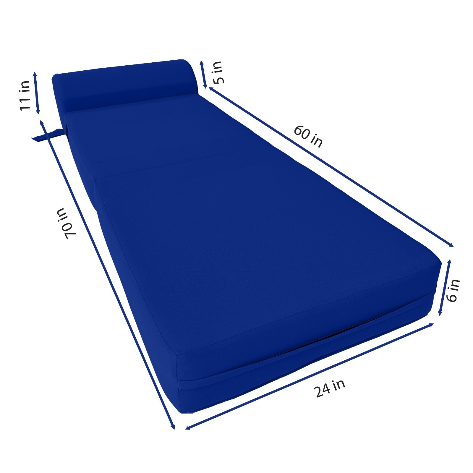Royal Blue 6 x 24 x 70 Sleeper Chair Folding Foam Bed, Studio Sofa Beds, Couches