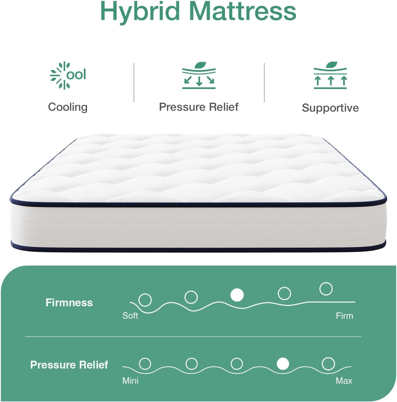 6″ Twin Mattress – Bonnell Spring Hybrid for Spine Support & Cooling Comfort