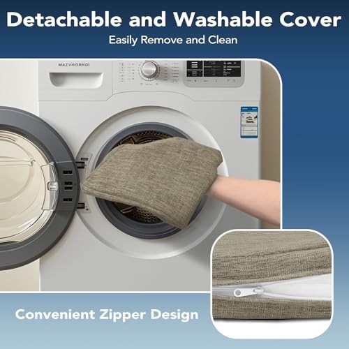 Chair Cushions for Dining Chairs, Non Slip Chair Pads with Ties Pack of 6 Khaki