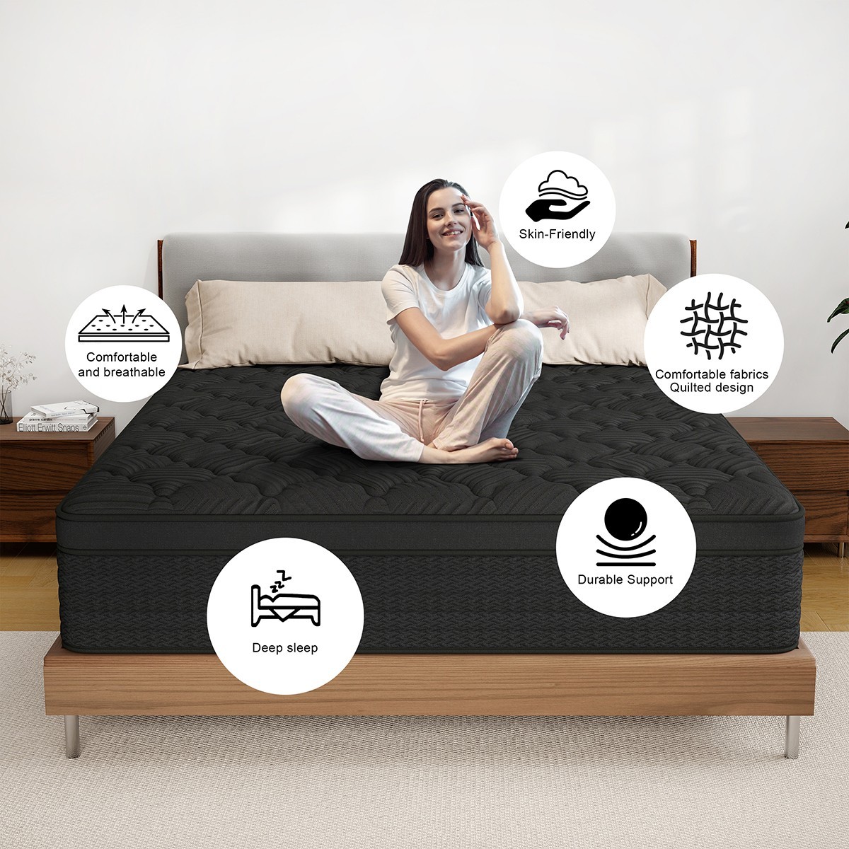 12″14″ Mattress in a Box Pocket Spring Gel Memory Foam Twin Full Queen King Size