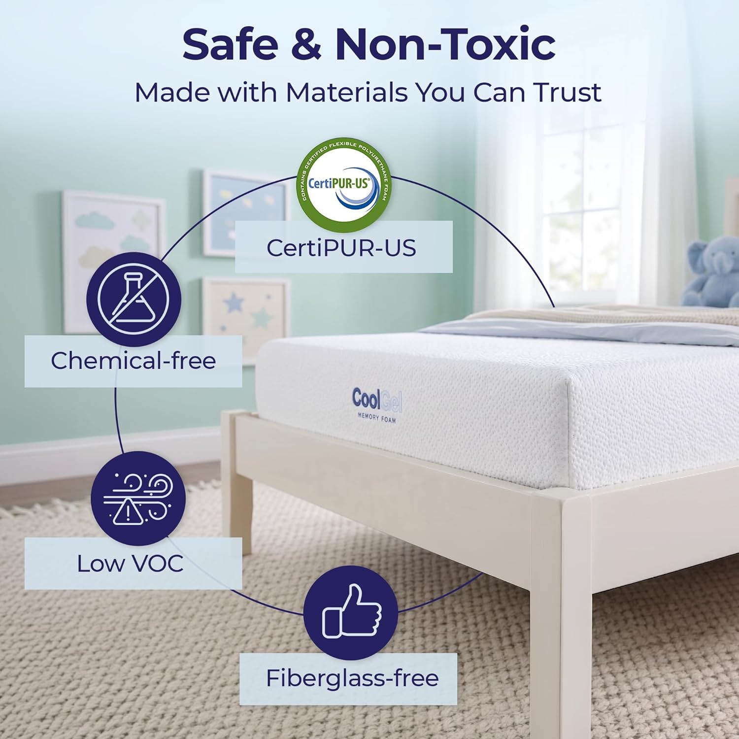 6 Inch Twin Mattress for Kids, Cooling Gel Memory Foam Mattress in a Box, Medium