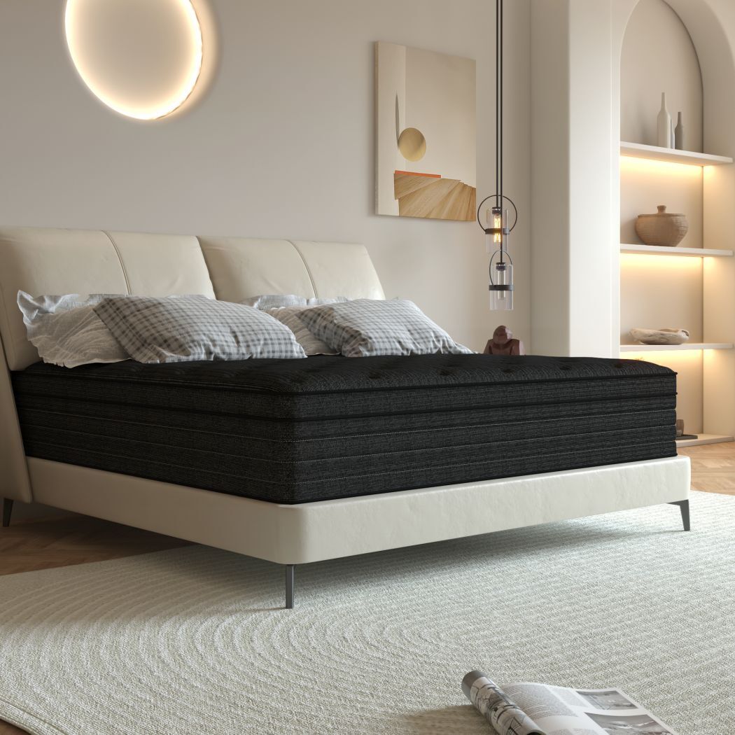 12″14″ Mattress in A Box Innerspring Memory Foam Twin Full Queen King Cool Black