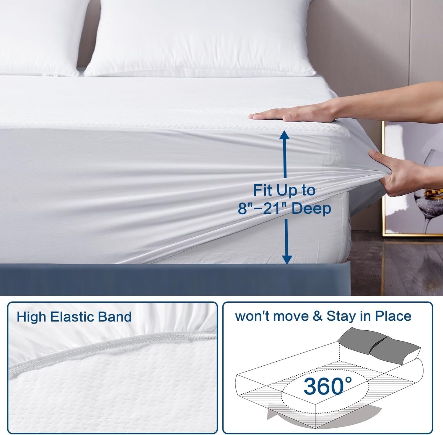 Colchon Espuma de Memoria Capa de Gel en Caja Queen Acolchado Mattress protector