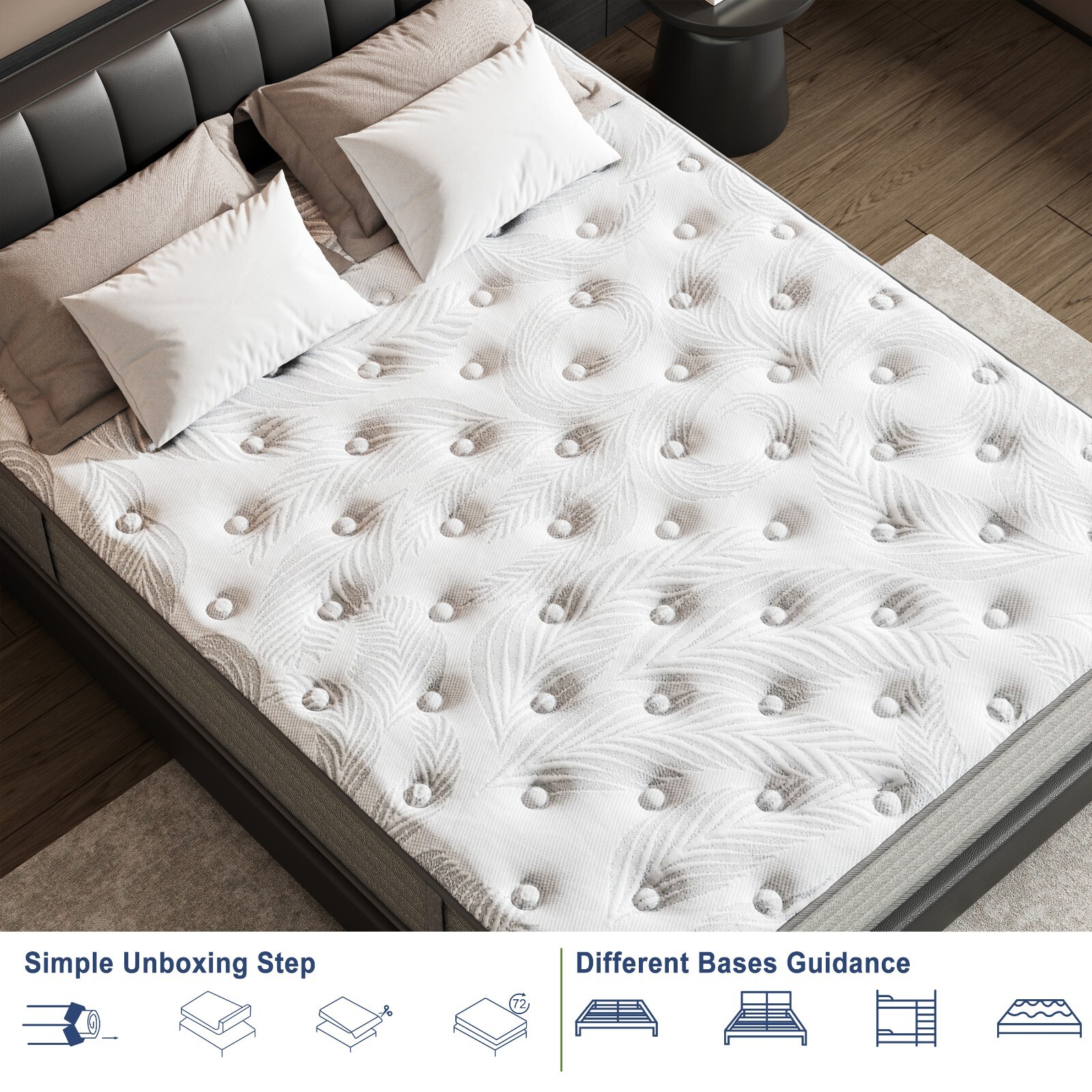 KOW Motion Isolation Mattress Queen Size 12+inch, Medium Plush Mattress in a Box