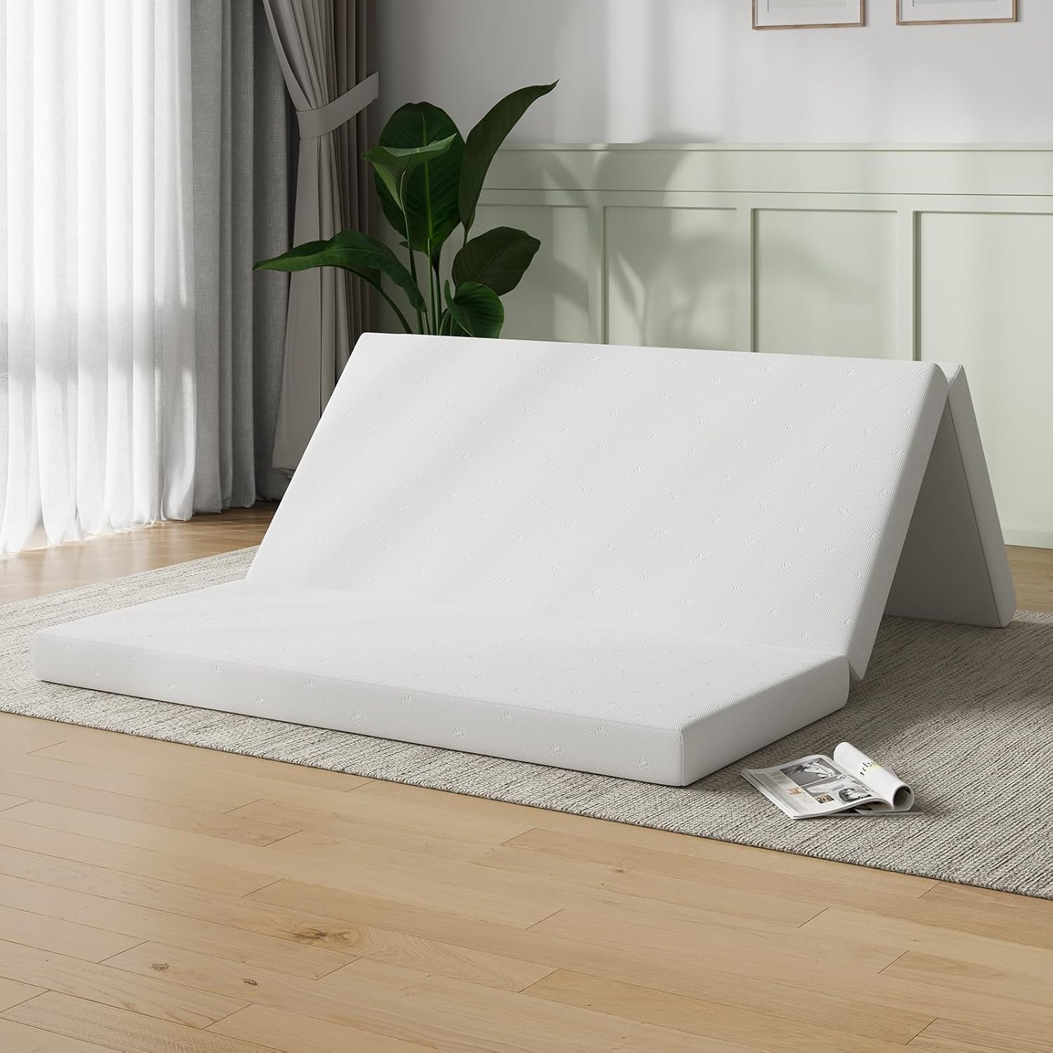 Foldable Mattress Single Size Comfort Foam Trifold Mattress W/ Cloud Design