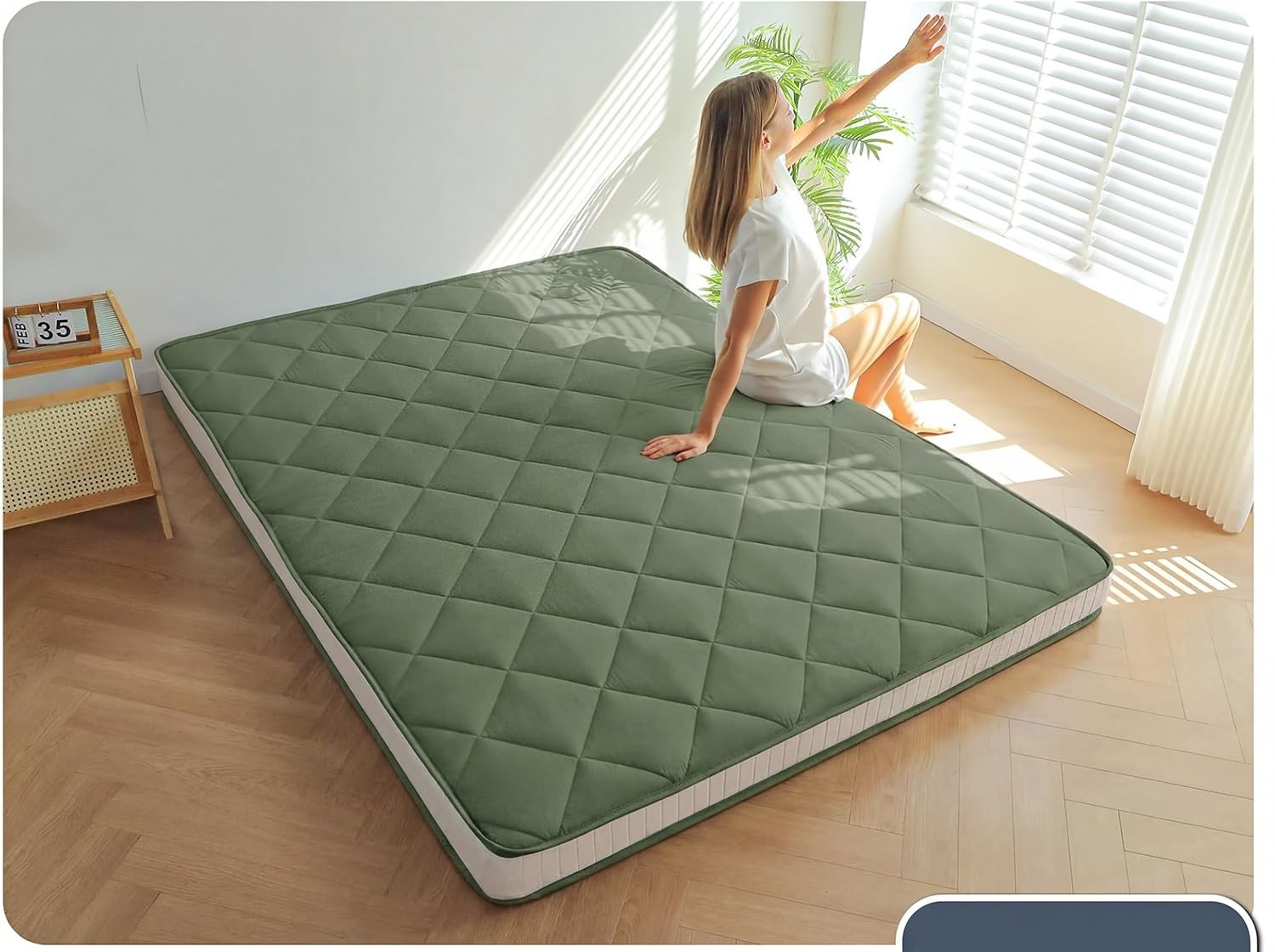 6″ Extra Thick Futon Mattress Floor Mattress, Full Size Diamond Pattern Japan…