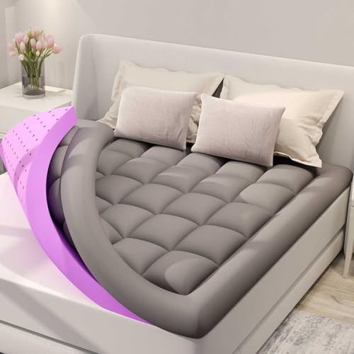 Dual Layer 5 Inch Memory Foam Mattress Topper Size, 2 Inch Gel Queen Dark Gray