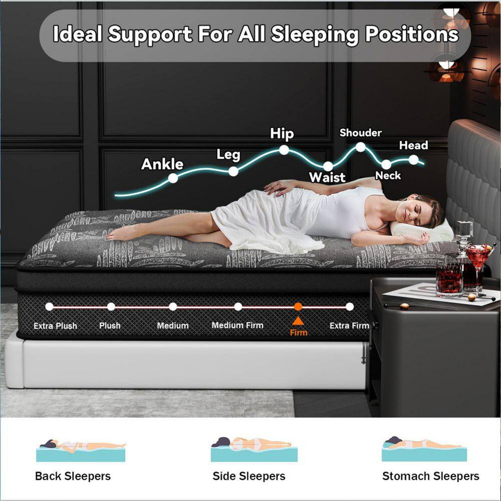 King Size 14 In. Firm Hybrid Innerspring Mattress with Gel Memory Foam, Motion I